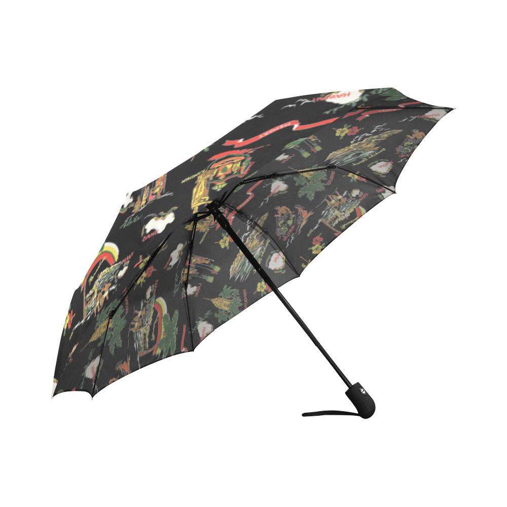 Hawaiian Island Themed Print Automatic Foldable Umbrella