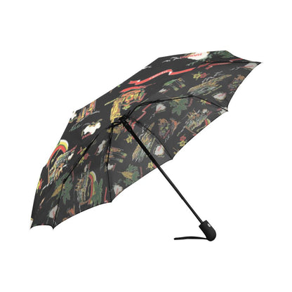 Hawaiian Island Themed Print Automatic Foldable Umbrella