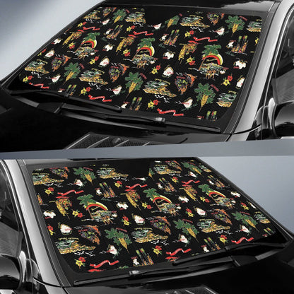 Hawaiian Island Themed Print Car Sun Shade For Windshield
