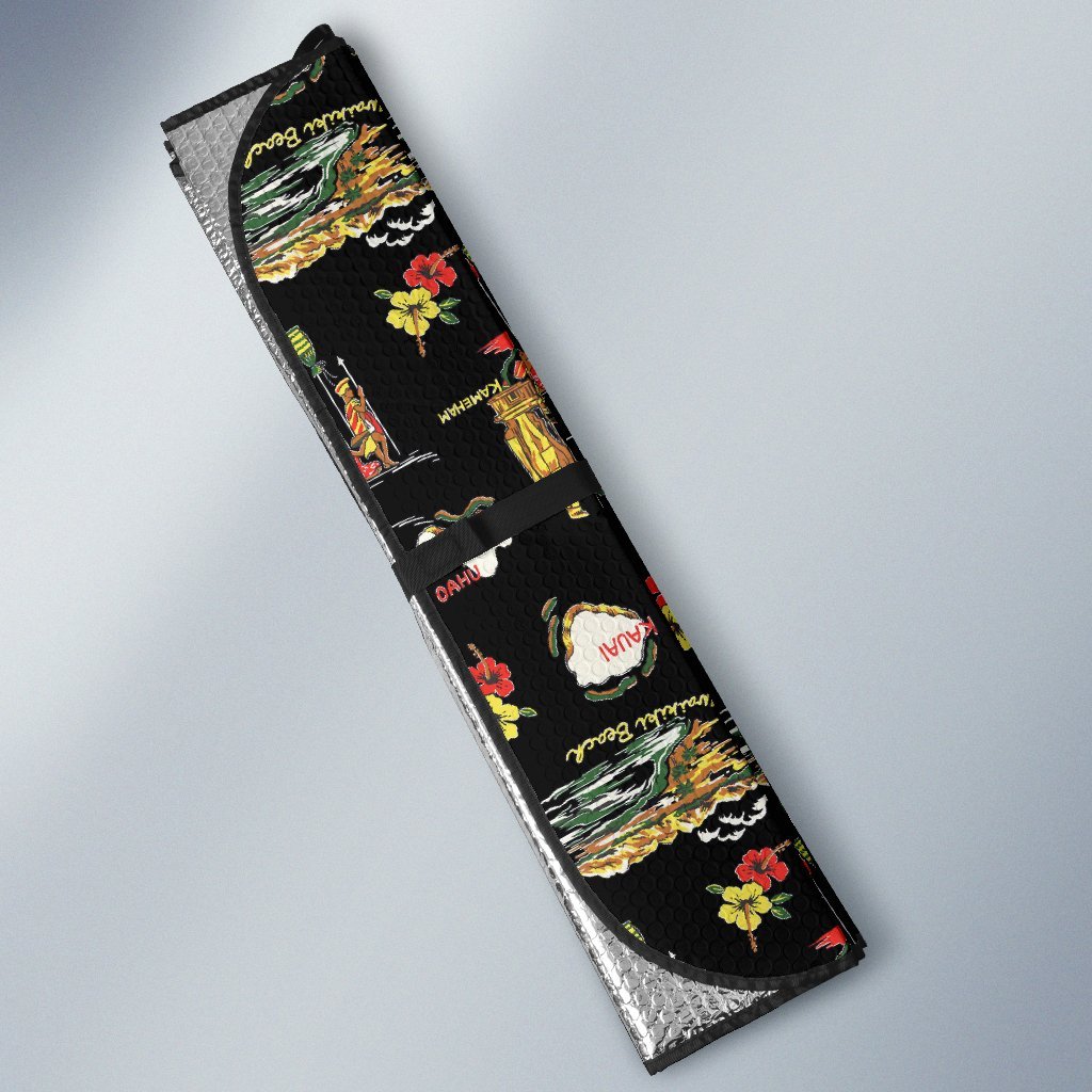 Hawaiian Island Themed Print Car Sun Shade For Windshield
