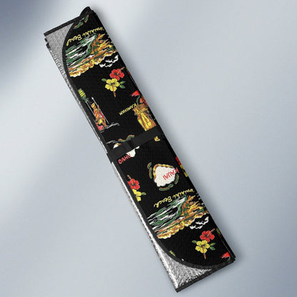 Hawaiian Island Themed Print Car Sun Shade For Windshield