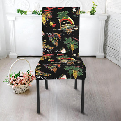 Hawaiian Island Themed Print Dining Chair Slipcover-JTAMIGO.COM