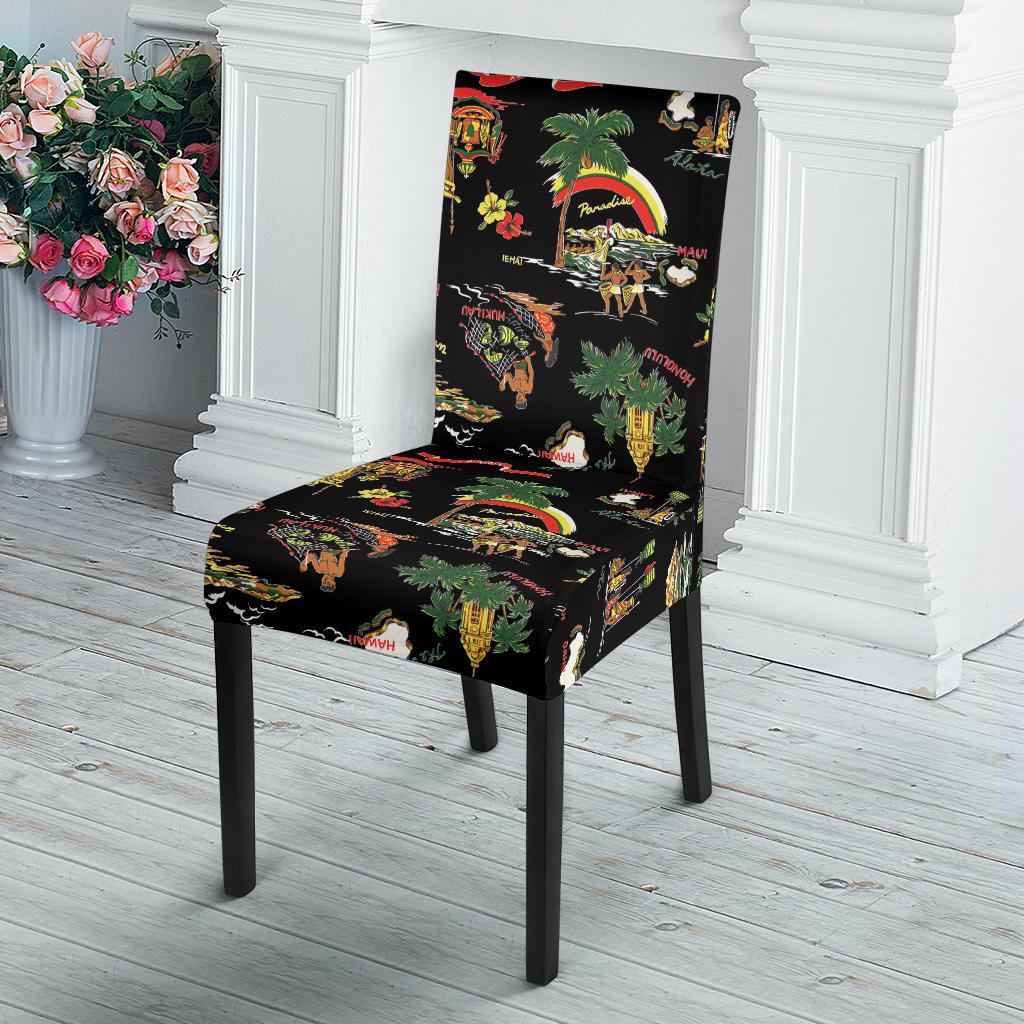 Hawaiian Island Themed Print Dining Chair Slipcover-JTAMIGO.COM