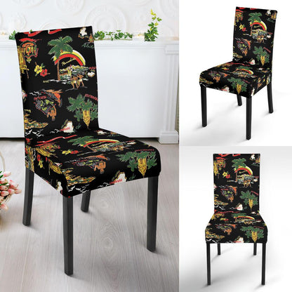 Hawaiian Island Themed Print Dining Chair Slipcover-JTAMIGO.COM