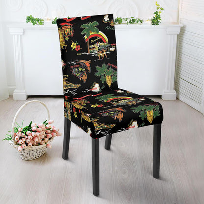 Hawaiian Island Themed Print Dining Chair Slipcover-JTAMIGO.COM