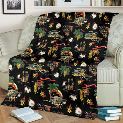 Hawaiian Island Themed Print Fleece Blanket