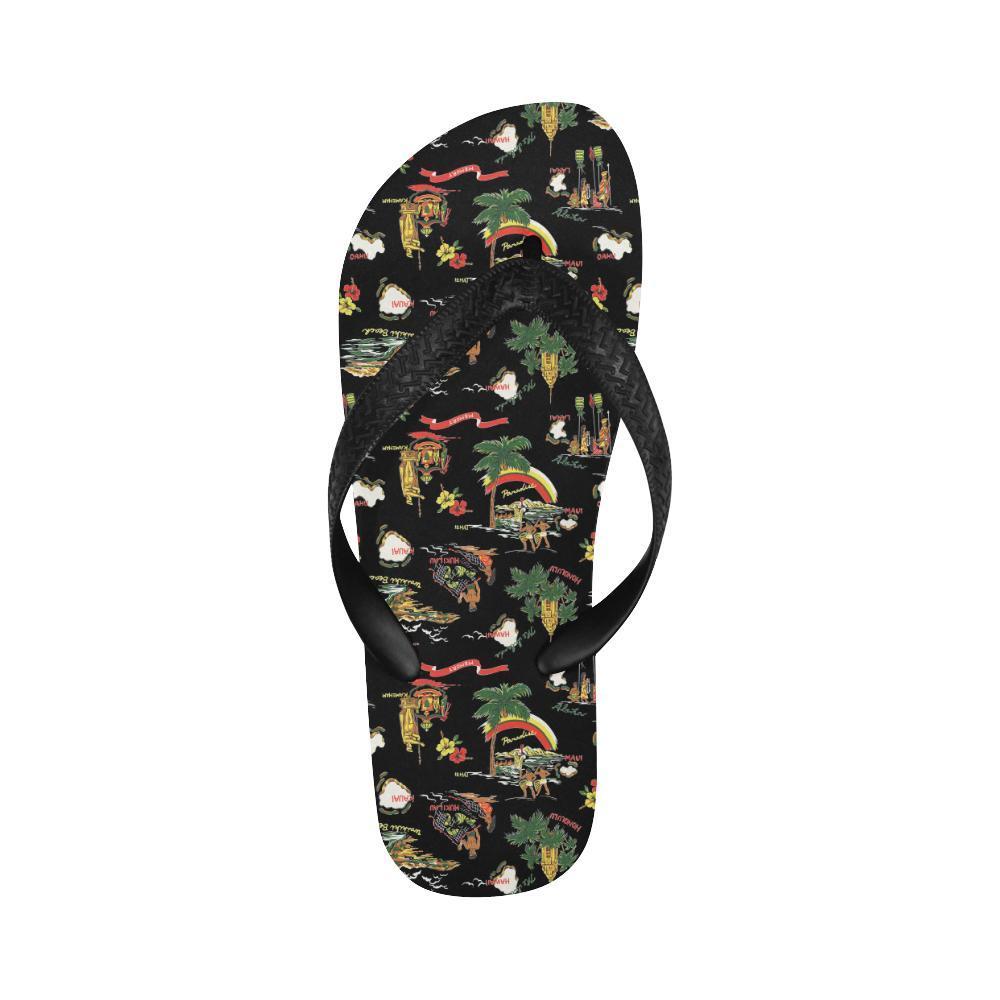 Hawaiian Island Themed Print Flip Flops-JTAMIGO.COM