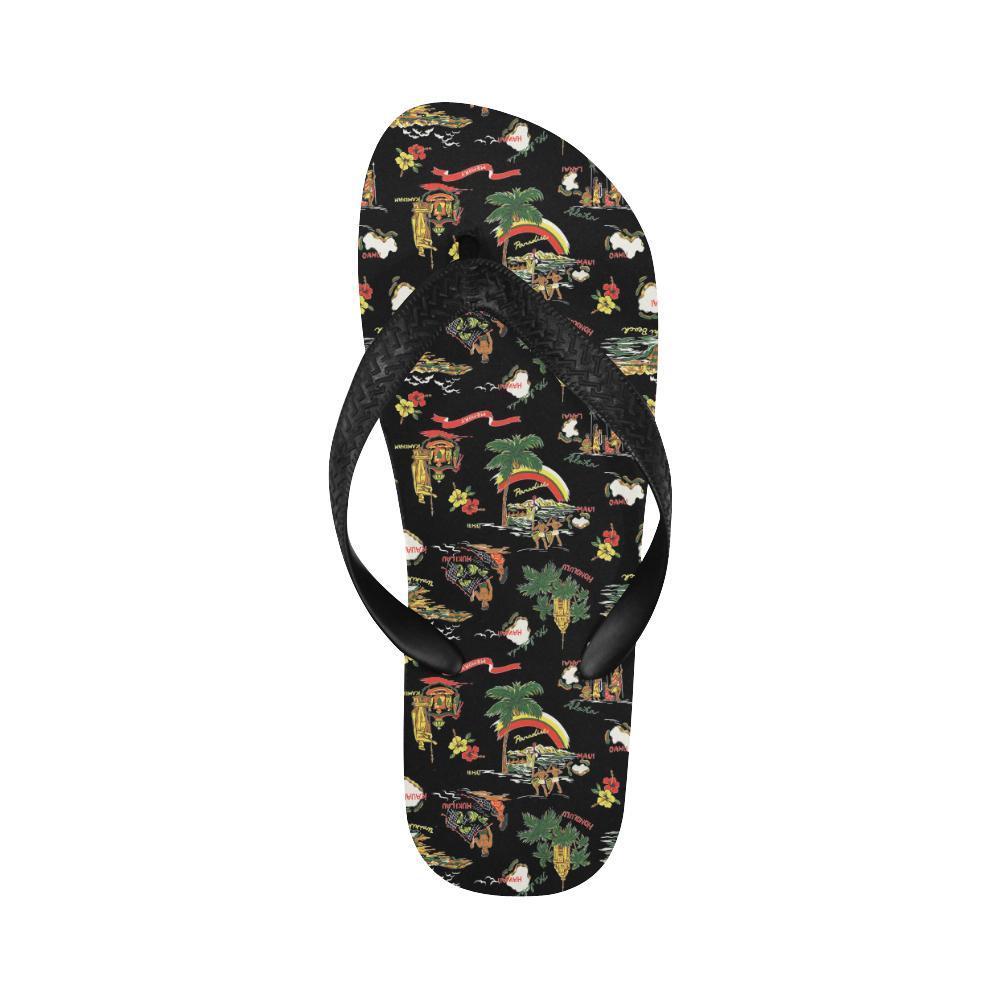 Hawaiian Island Themed Print Flip Flops-JTAMIGO.COM