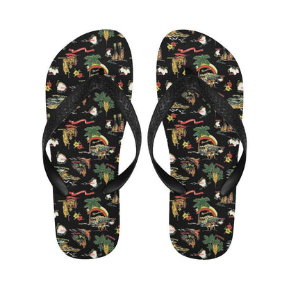 Hawaiian Island Themed Print Flip Flops-JTAMIGO.COM
