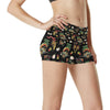 Hawaiian Island Themed Print High Waisted Spandex Shorts-JTAMIGO.COM