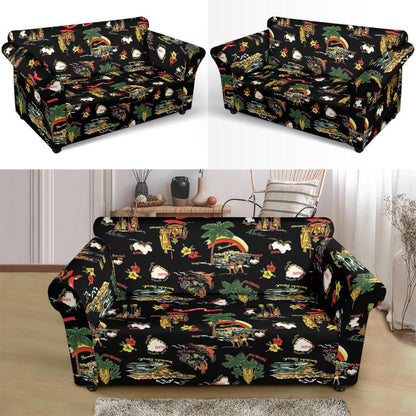 Hawaiian Island Themed Print Loveseat Slipcover-JTAMIGO.COM