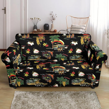 Hawaiian Island Themed Print Loveseat Slipcover-JTAMIGO.COM