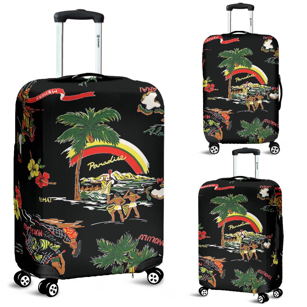 Hawaiian Island Themed Print Luggage Cover Protector