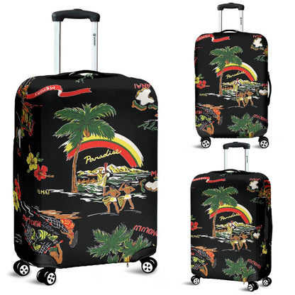 Hawaiian Island Themed Print Luggage Cover Protector