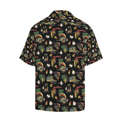 Hawaiian Island Themed Print Men Aloha Hawaiian Shirt