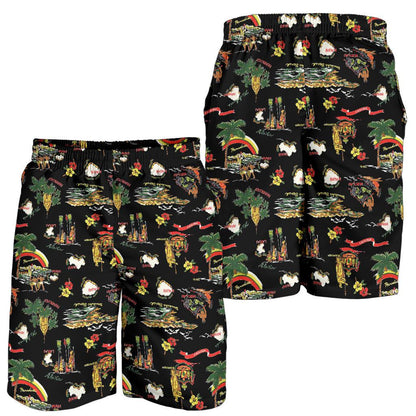 Hawaiian Island Themed Print Mens Shorts-JTAMIGO.COM