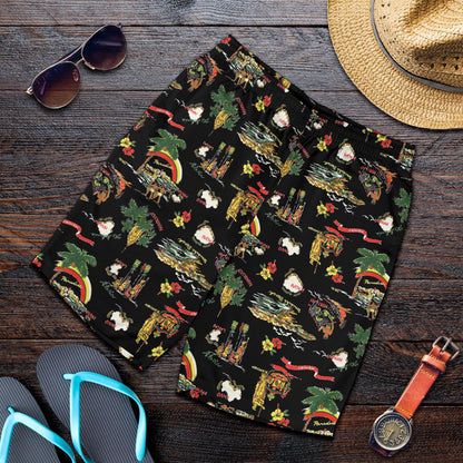 Hawaiian Island Themed Print Mens Shorts-JTAMIGO.COM