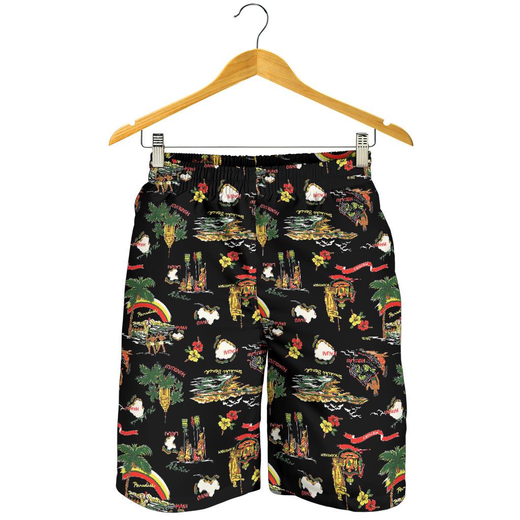 Hawaiian Island Themed Print Mens Shorts-JTAMIGO.COM
