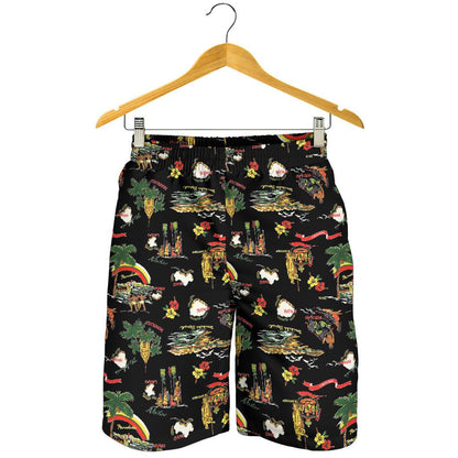 Hawaiian Island Themed Print Mens Shorts-JTAMIGO.COM
