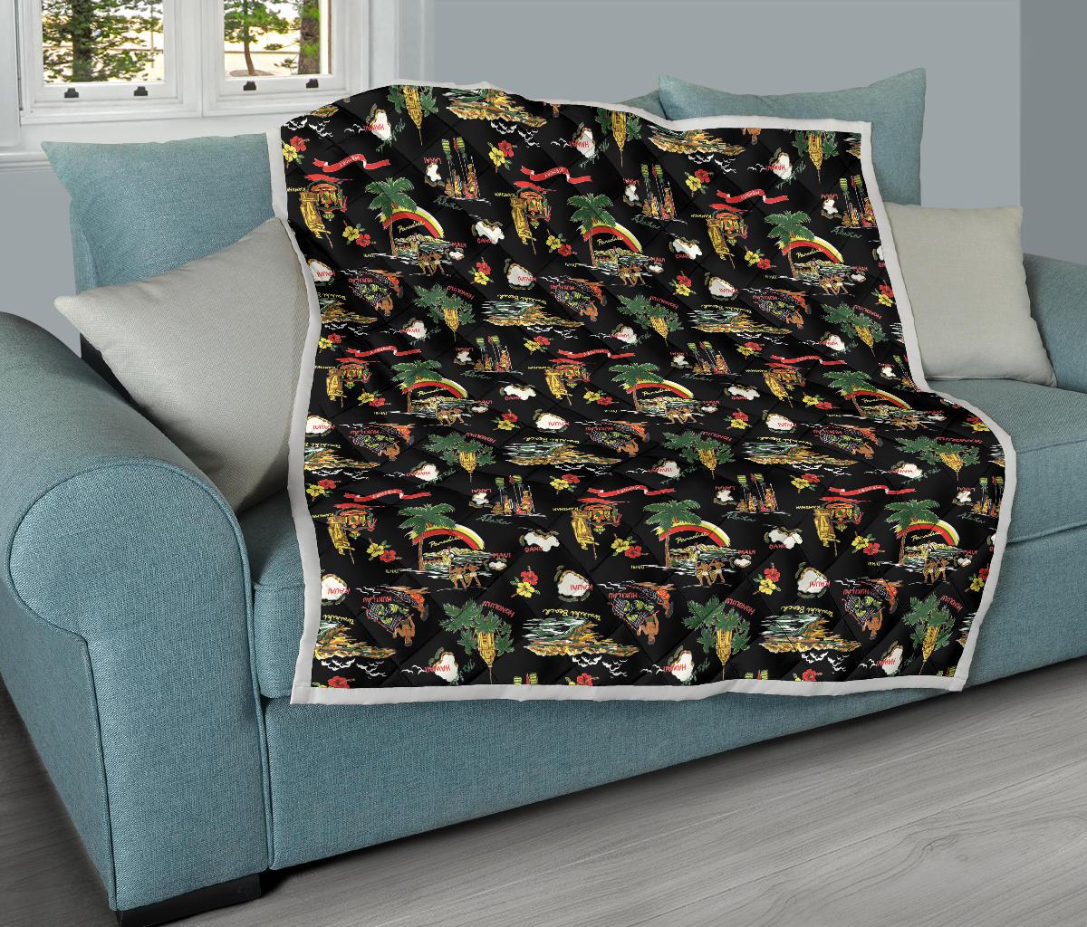 Hawaiian Island Themed Print Premium Quilt-JTAMIGO.COM