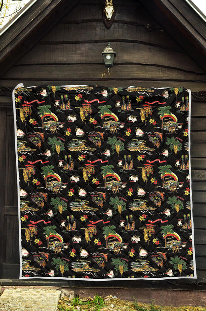 Hawaiian Island Themed Print Premium Quilt-JTAMIGO.COM