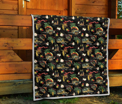 Hawaiian Island Themed Print Premium Quilt-JTAMIGO.COM