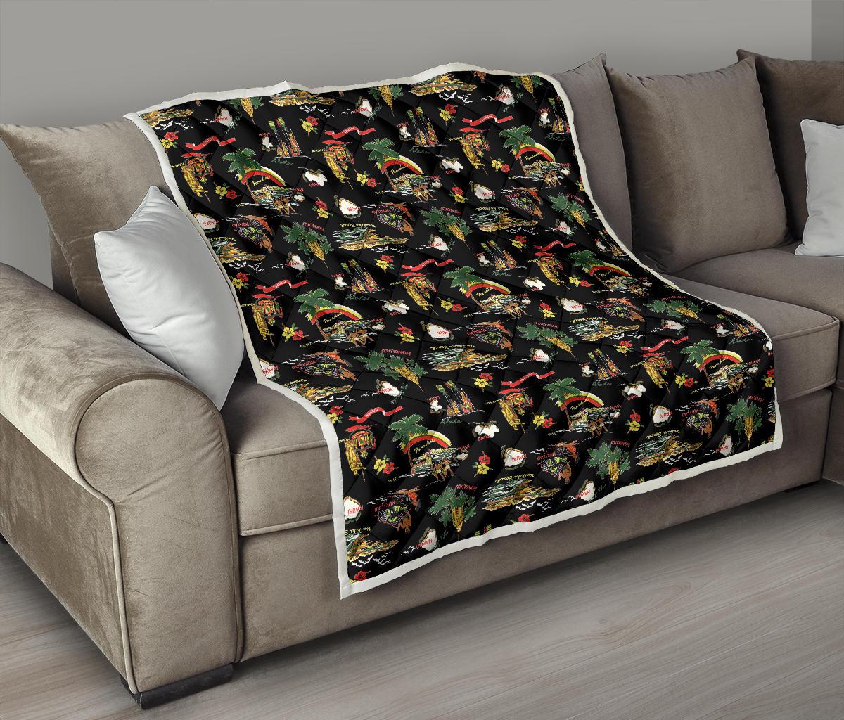 Hawaiian Island Themed Print Premium Quilt-JTAMIGO.COM
