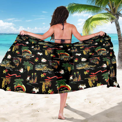 Hawaiian Island Themed Print Sarong Pareo Wrap