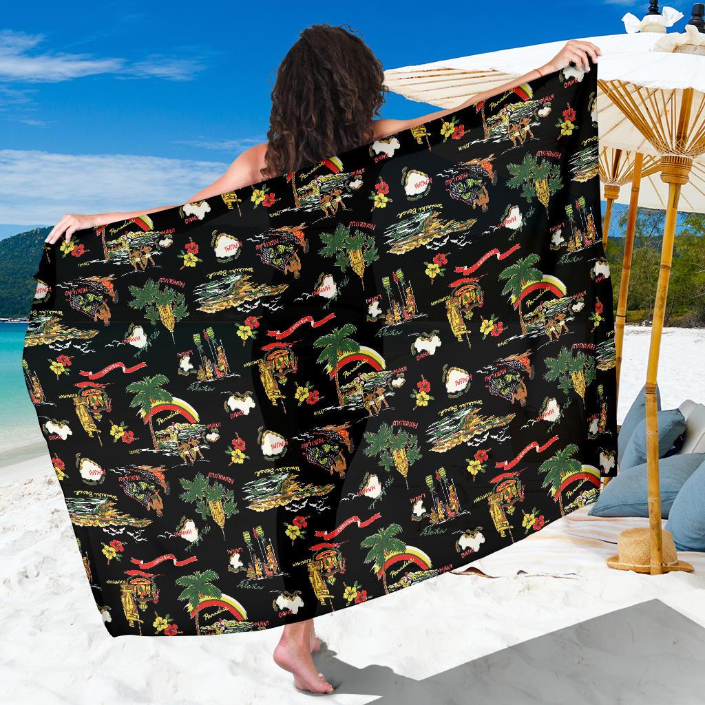 Hawaiian Island Themed Print Sarong Pareo Wrap