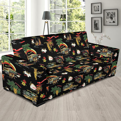 Hawaiian Island Themed Print Sofa Slipcover-JTAMIGO.COM