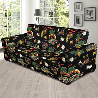 Hawaiian Island Themed Print Sofa Slipcover-JTAMIGO.COM