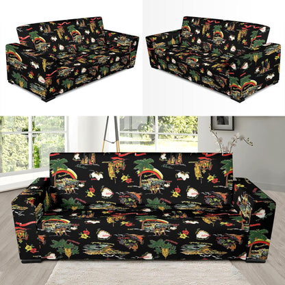 Hawaiian Island Themed Print Sofa Slipcover-JTAMIGO.COM