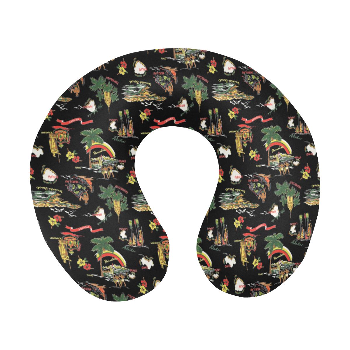 Hawaiian Island Themed Print U-Shaped Travel Neck Pillow-JTAMIGO.COM
