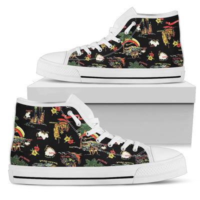 Hawaiian Island Themed Print Women High Top Shoes