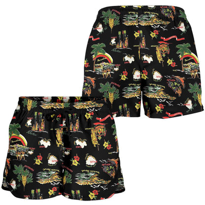 Hawaiian Island Themed Print Women Shorts-JTAMIGO.COM