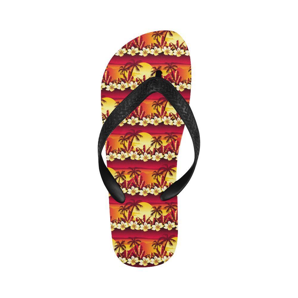 Hawaiian Tropical Sunset Hibiscus Print Flip Flops-JTAMIGO.COM