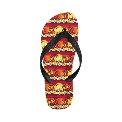 Hawaiian Tropical Sunset Hibiscus Print Flip Flops-JTAMIGO.COM