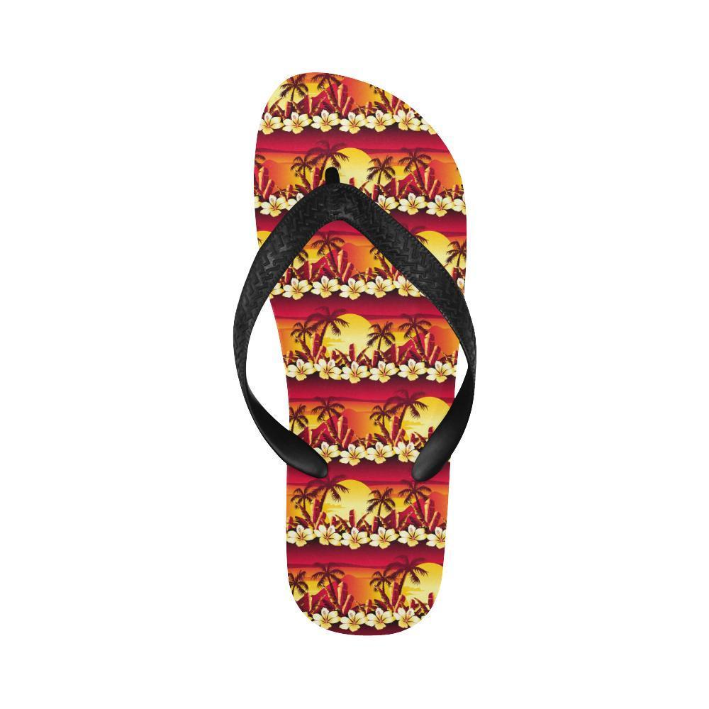 Hawaiian Tropical Sunset Hibiscus Print Flip Flops-JTAMIGO.COM
