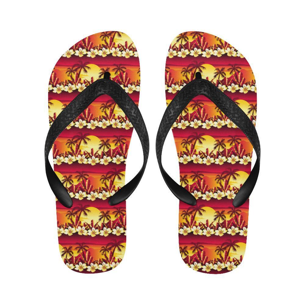 Hawaiian Tropical Sunset Hibiscus Print Flip Flops-JTAMIGO.COM