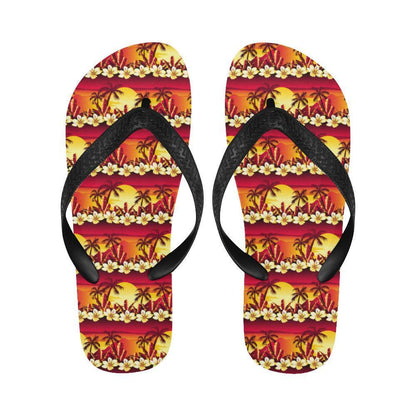 Hawaiian Tropical Sunset Hibiscus Print Flip Flops-JTAMIGO.COM