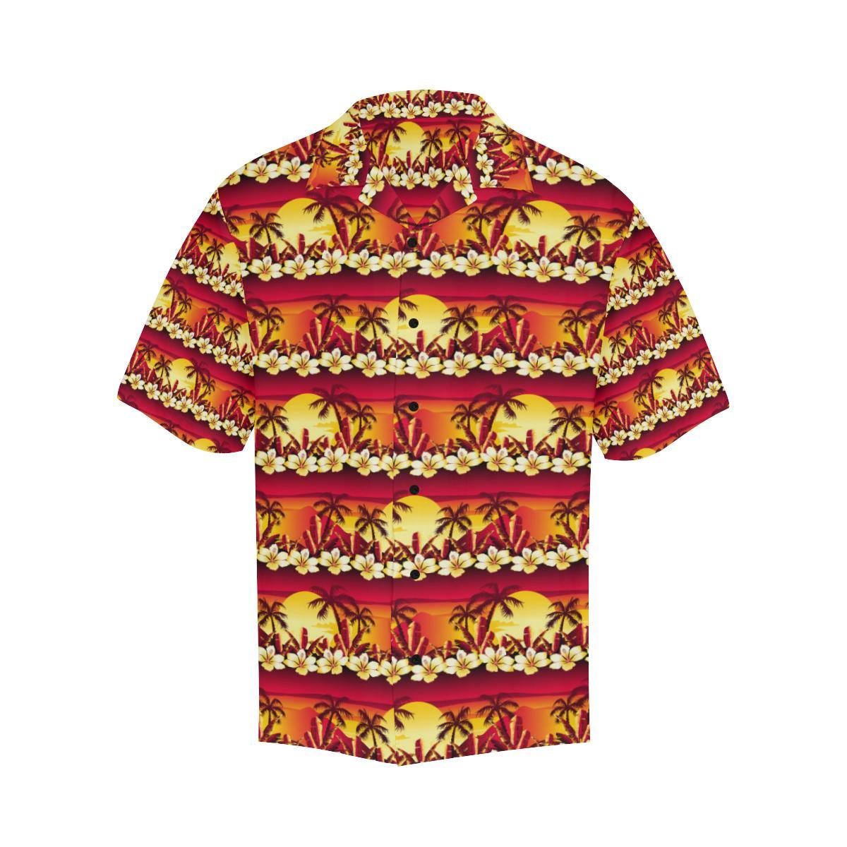 Hawaiian Tropical Sunset Hibiscus Print Men Aloha Hawaiian Shirt