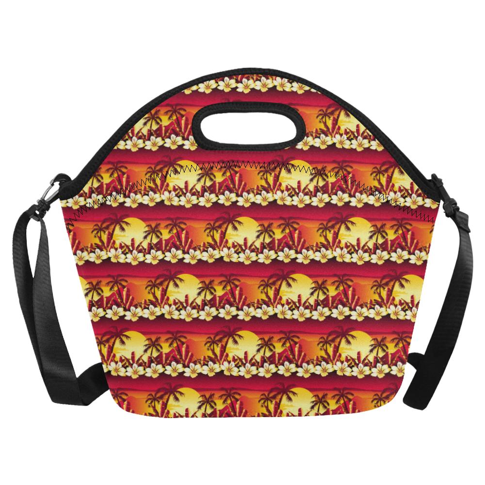 Hawaiian Tropical Sunset Hibiscus Print Neoprene Lunch Bag (Model 1669)(Large)-JTAMIGO.COM