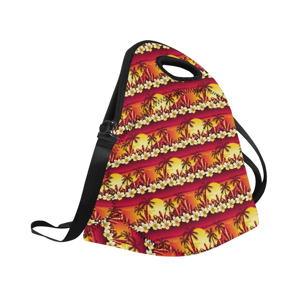Hawaiian Tropical Sunset Hibiscus Print Neoprene Lunch Bag (Model 1669)(Large)-JTAMIGO.COM