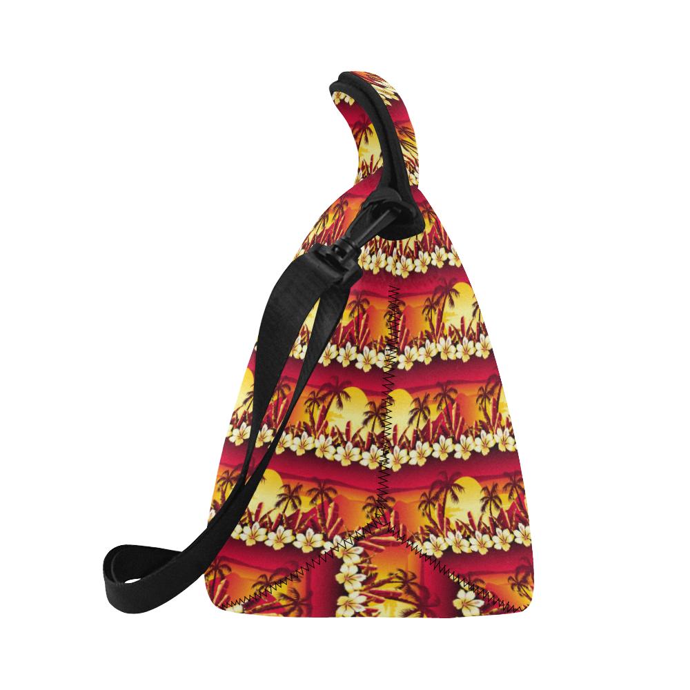 Hawaiian Tropical Sunset Hibiscus Print Neoprene Lunch Bag (Model 1669)(Large)-JTAMIGO.COM