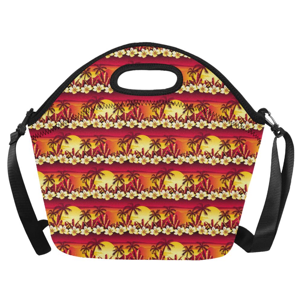 Hawaiian Tropical Sunset Hibiscus Print Neoprene Lunch Bag (Model 1669)(Large)-JTAMIGO.COM