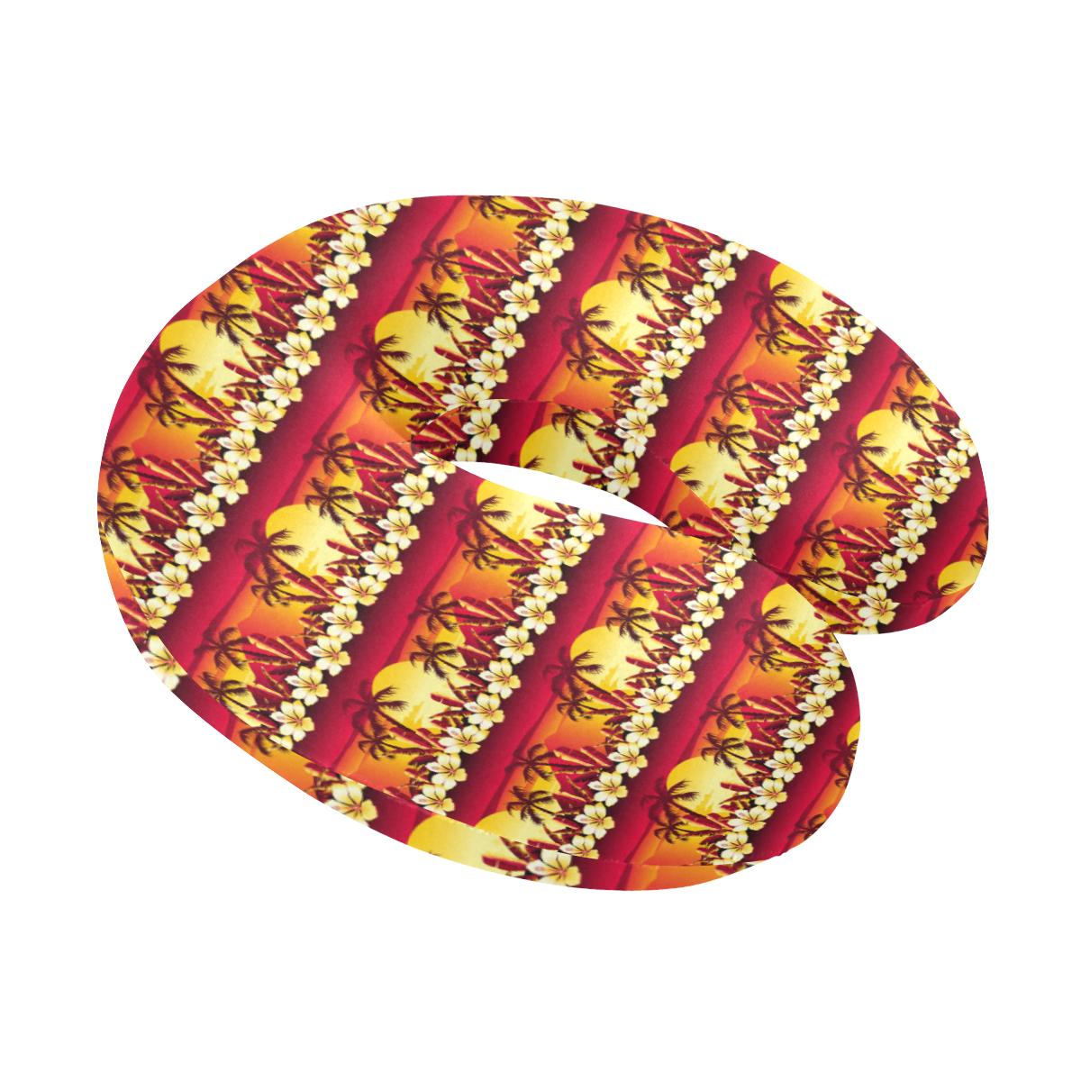Hawaiian Tropical Sunset Hibiscus Print U-Shaped Travel Neck Pillow-JTAMIGO.COM