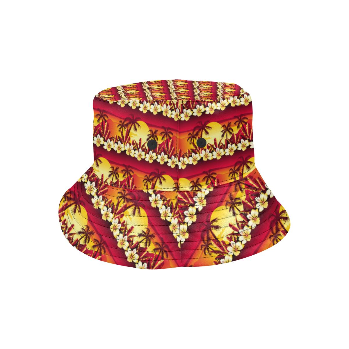 Hawaiian Tropical Sunset Hibiscus Print Unisex Bucket Hat