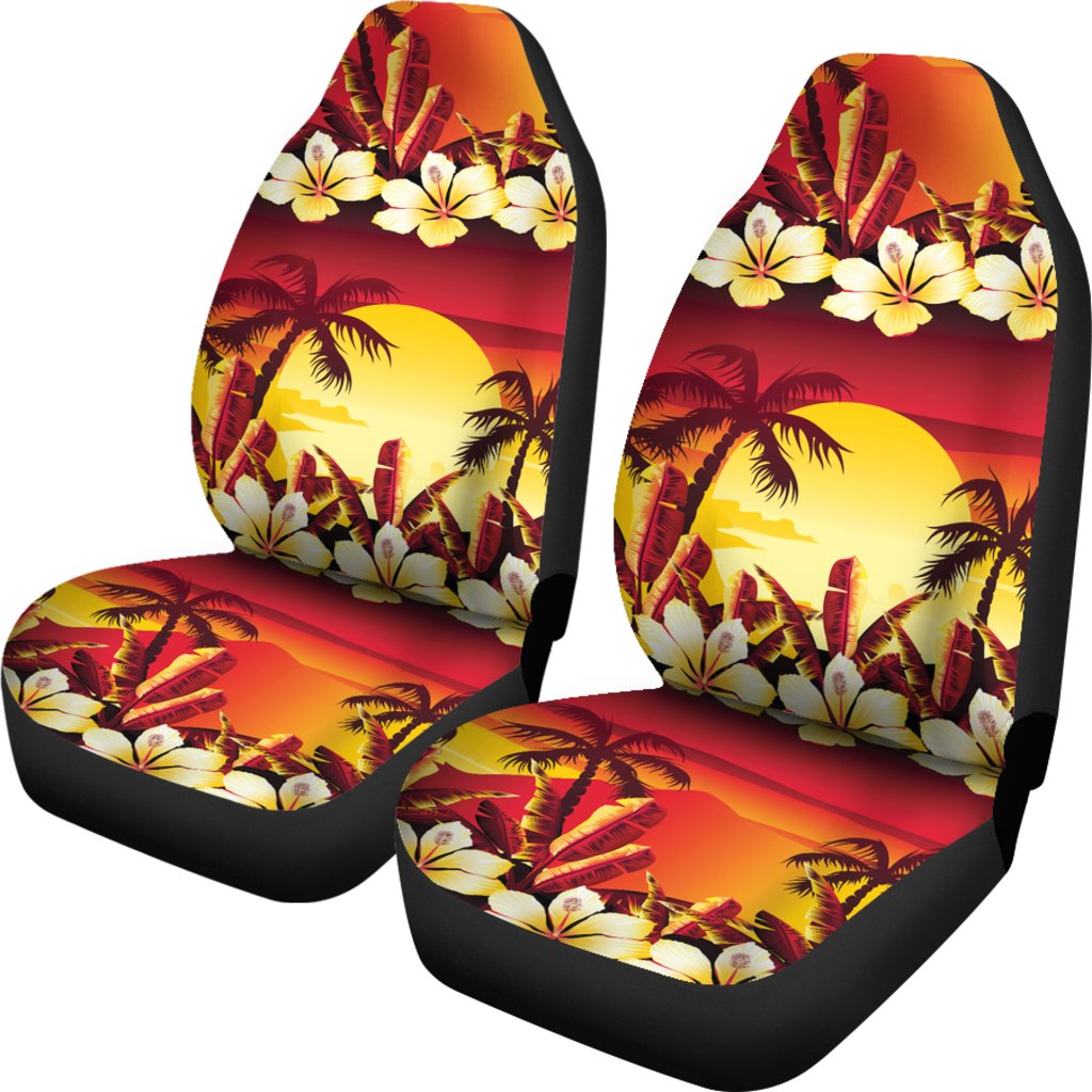 Hawaiian Tropical Sunset Hibiscus Print Universal Fit Car Seat Covers