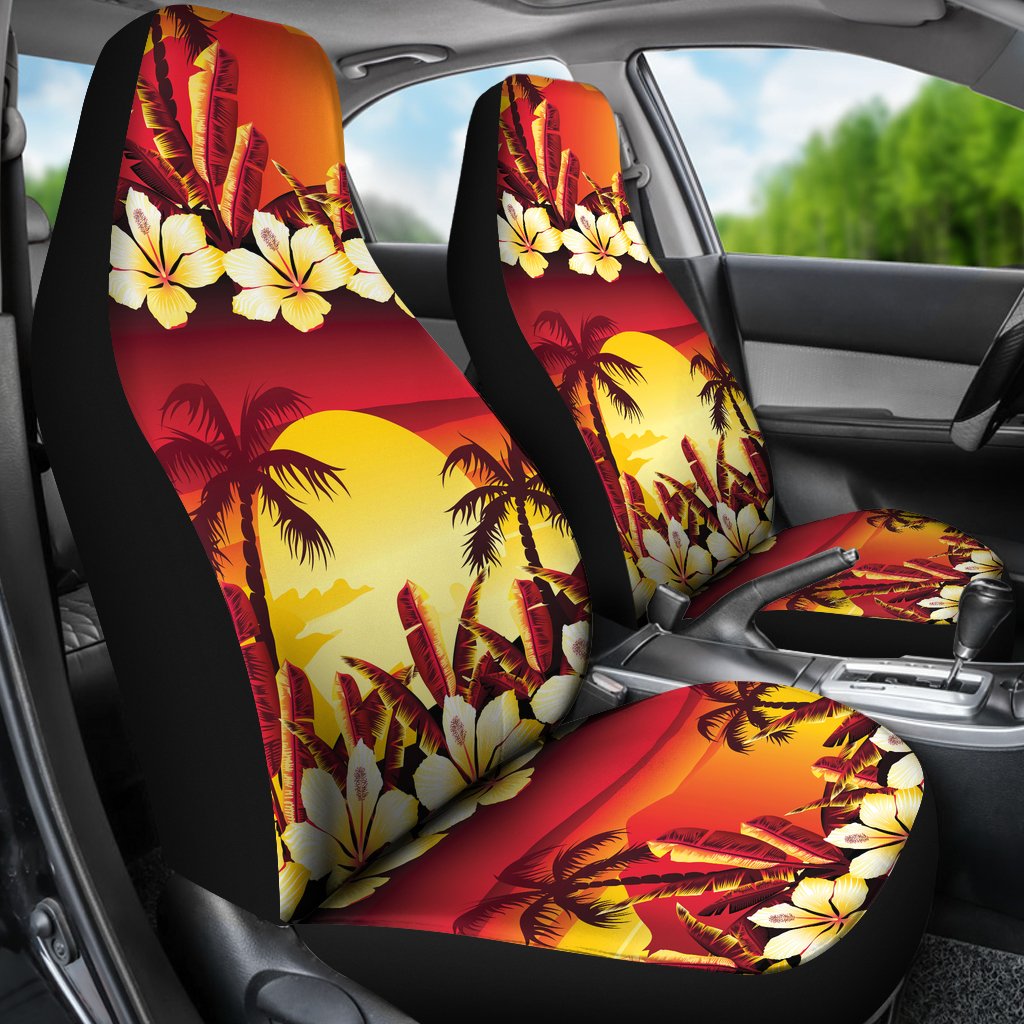 Hawaiian Tropical Sunset Hibiscus Print Universal Fit Car Seat Covers