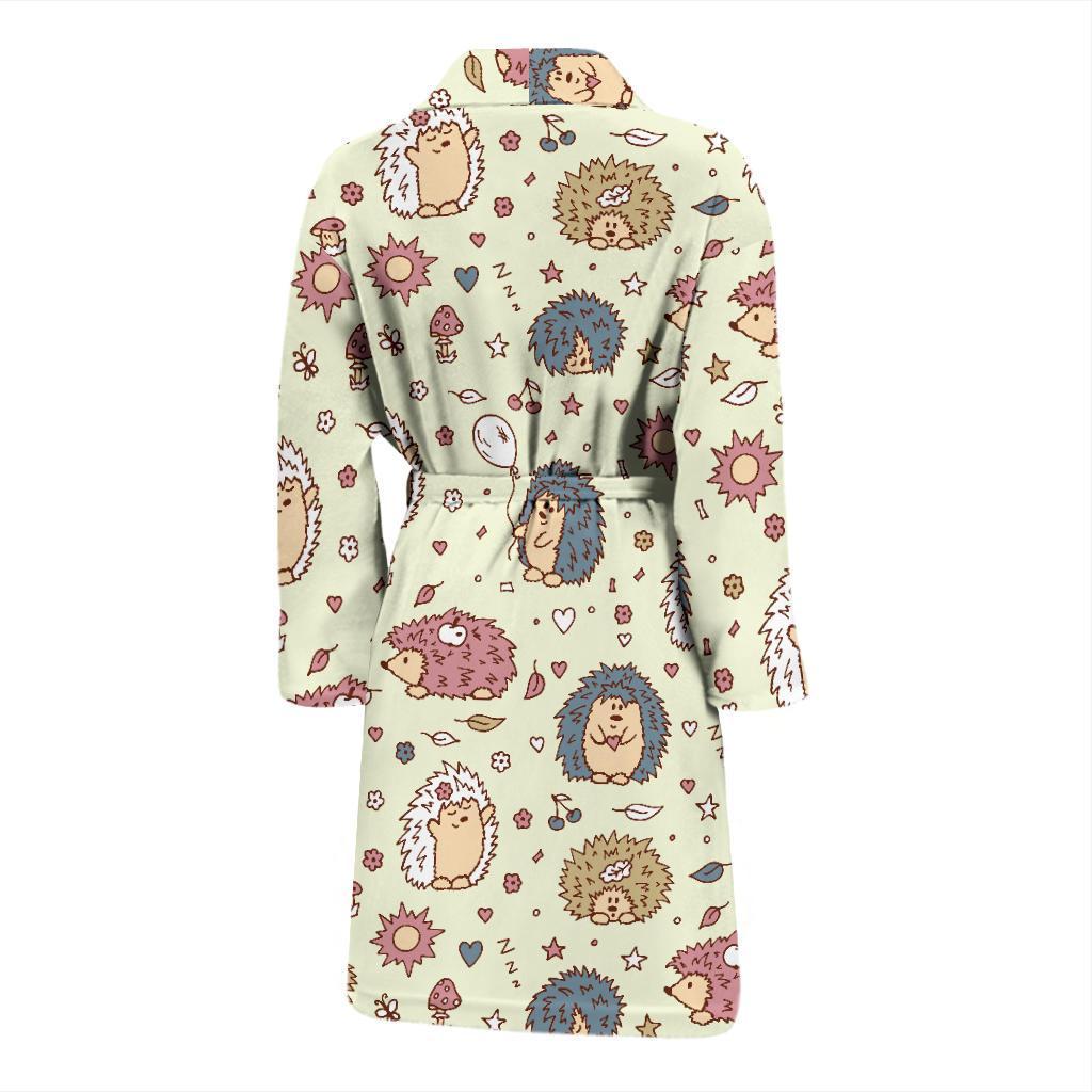 Hedgehog Cute Pattern Print Design 01 Men Bathrobe-JORJUNE.COM